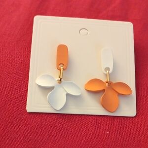 Elegant Orange and White Floral Earrings